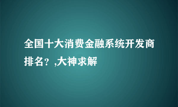 全国十大消费金融系统开发商排名？,大神求解