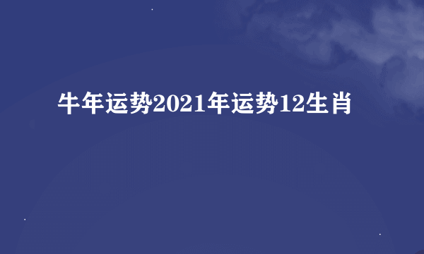 牛年运势2021年运势12生肖