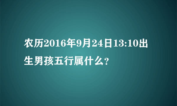 农历2016年9月24日13:10出生男孩五行属什么？