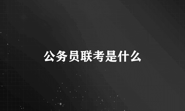 公务员联考是什么