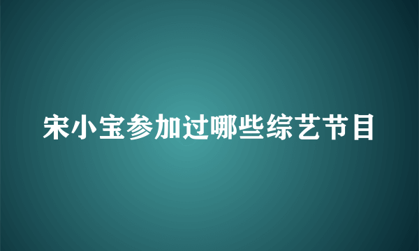 宋小宝参加过哪些综艺节目