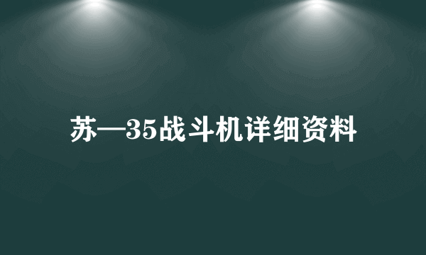 苏—35战斗机详细资料