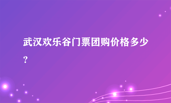 武汉欢乐谷门票团购价格多少？