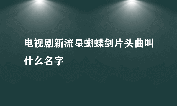 电视剧新流星蝴蝶剑片头曲叫什么名字