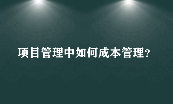 项目管理中如何成本管理？