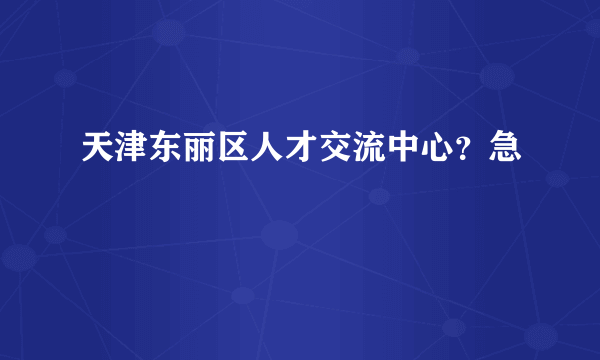 天津东丽区人才交流中心？急