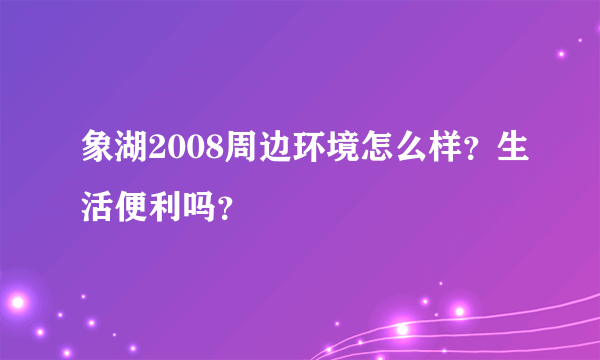 象湖2008周边环境怎么样？生活便利吗？