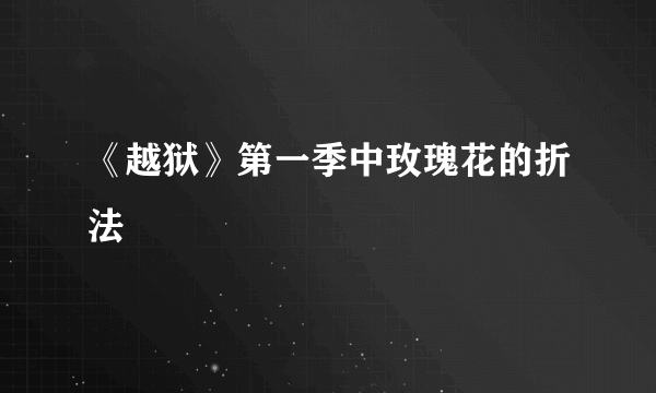 《越狱》第一季中玫瑰花的折法