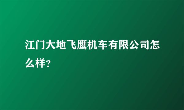 江门大地飞鹰机车有限公司怎么样？