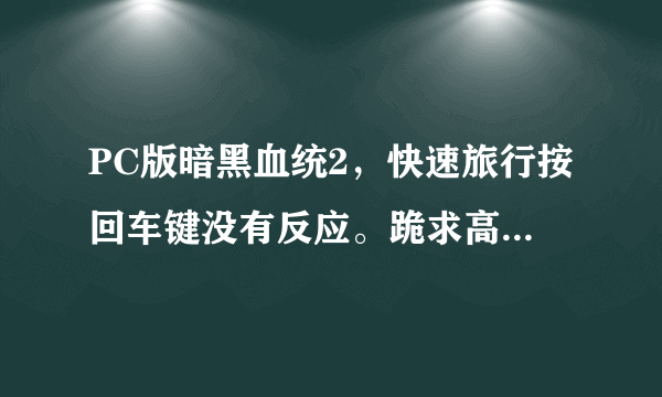 PC版暗黑血统2，快速旅行按回车键没有反应。跪求高手指点啊。