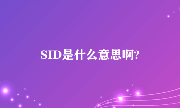 SID是什么意思啊?