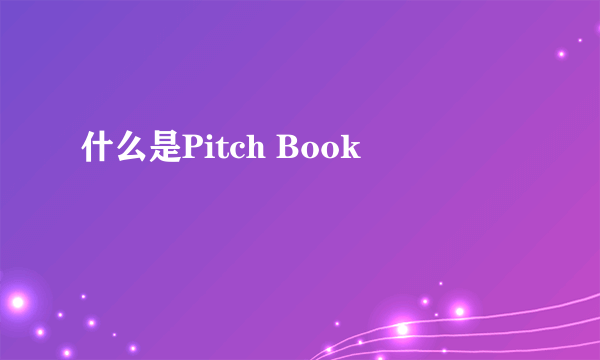 什么是Pitch Book