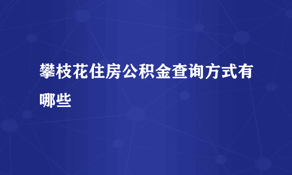 攀枝花住房公积金查询方式有哪些