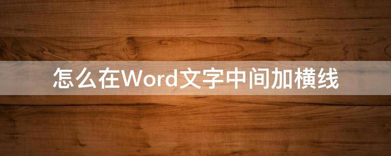 怎么在Word文字中间加横线