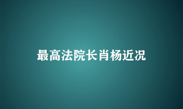 最高法院长肖杨近况