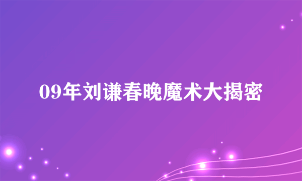 09年刘谦春晚魔术大揭密