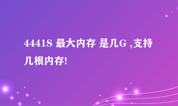 4441S 最大内存 是几G ,支持几根内存!