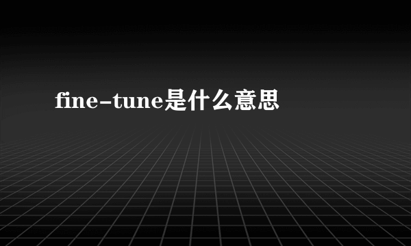 fine-tune是什么意思