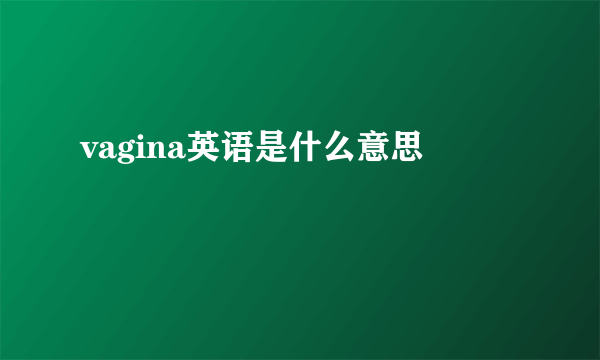 vagina英语是什么意思