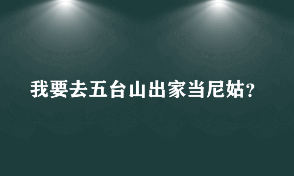 我要去五台山出家当尼姑？