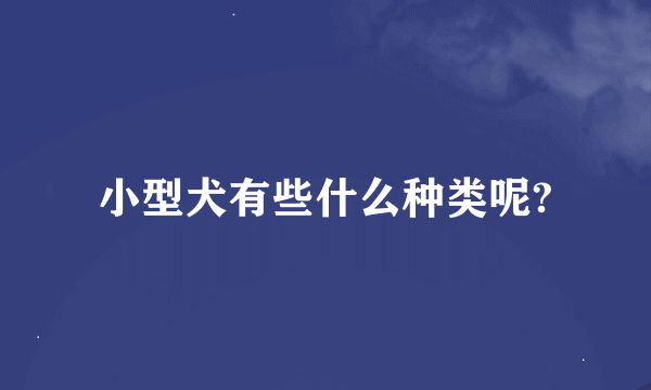 小型犬有些什么种类呢?