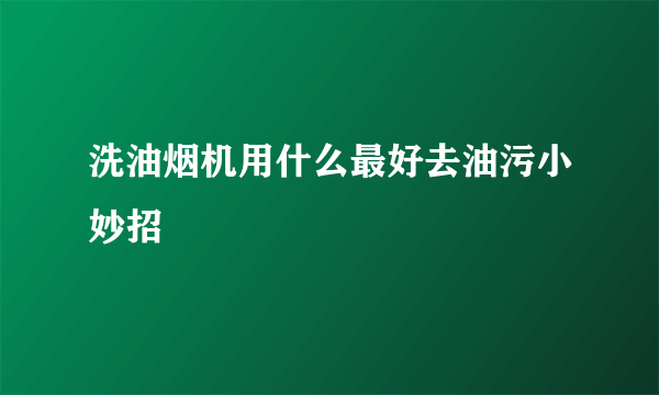 洗油烟机用什么最好去油污小妙招