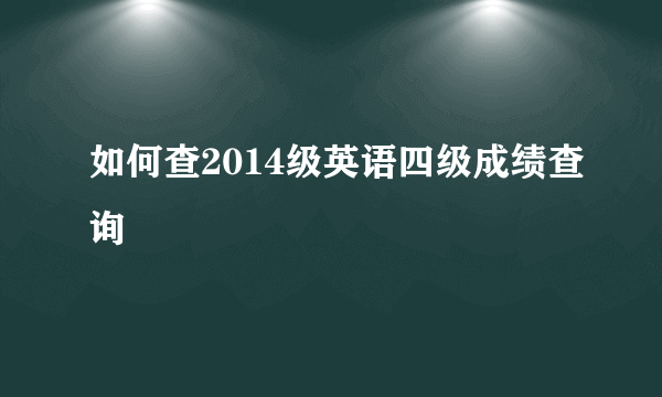 如何查2014级英语四级成绩查询