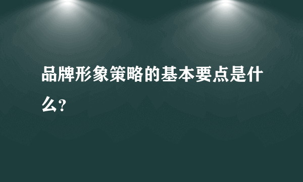 品牌形象策略的基本要点是什么？