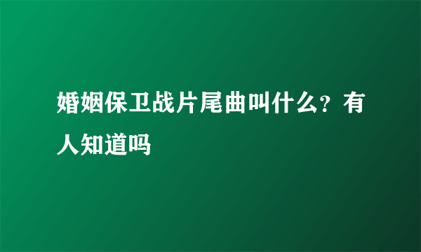 婚姻保卫战片尾曲叫什么？有人知道吗