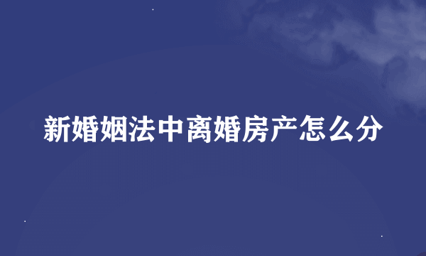 新婚姻法中离婚房产怎么分