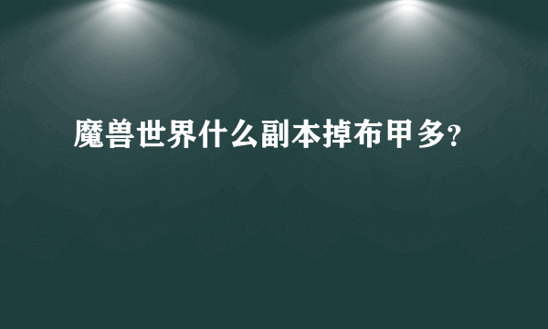 魔兽世界什么副本掉布甲多？