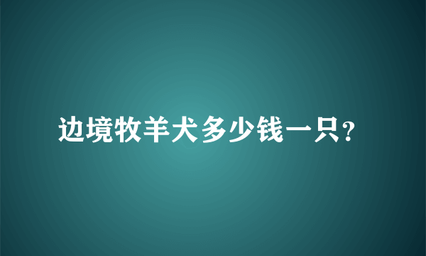 边境牧羊犬多少钱一只？