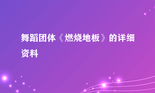 舞蹈团体《燃烧地板》的详细资料