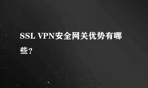 SSL VPN安全网关优势有哪些？