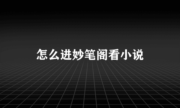 怎么进妙笔阁看小说