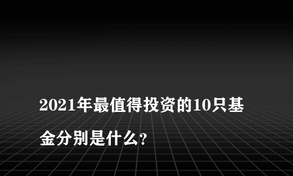 
2021年最值得投资的10只基金分别是什么？

