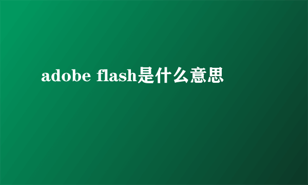 adobe flash是什么意思