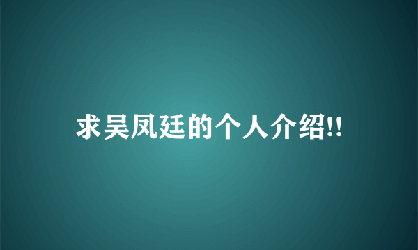 求吴凤廷的个人介绍!!