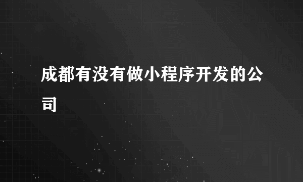 成都有没有做小程序开发的公司