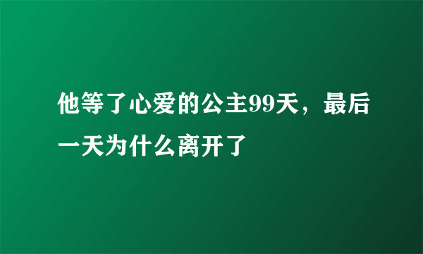 他等了心爱的公主99天，最后一天为什么离开了