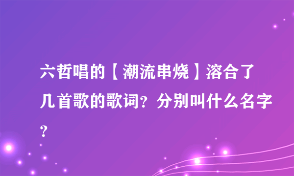 六哲唱的【潮流串烧】溶合了几首歌的歌词？分别叫什么名字？