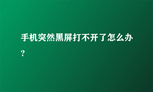 手机突然黑屏打不开了怎么办？