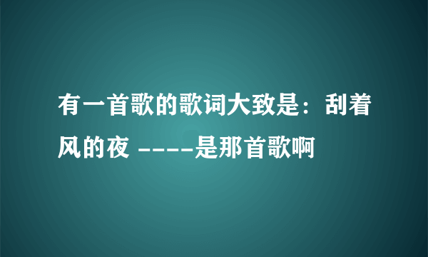 有一首歌的歌词大致是：刮着风的夜 ----是那首歌啊