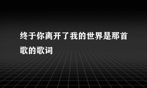 终于你离开了我的世界是那首歌的歌词