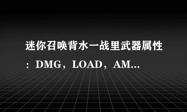 迷你召唤背水一战里武器属性：DMG，LOAD，AMMO，RPM，SCOPE，RNG分别是什么意思啊？