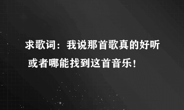 求歌词：我说那首歌真的好听 或者哪能找到这首音乐！