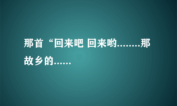 那首“回来吧 回来哟........那故乡的.....