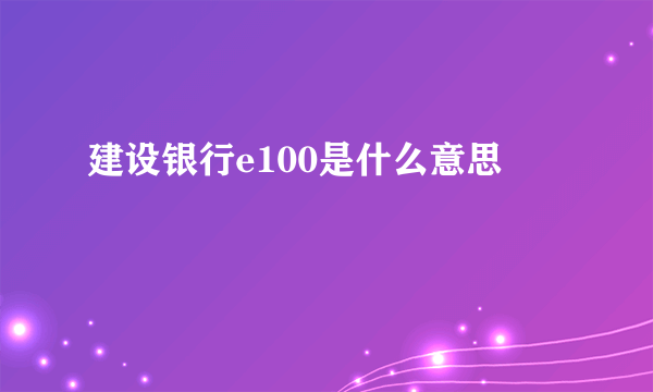 建设银行e100是什么意思