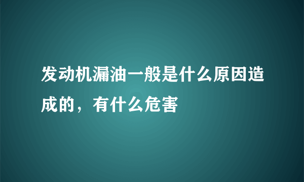 发动机漏油一般是什么原因造成的，有什么危害