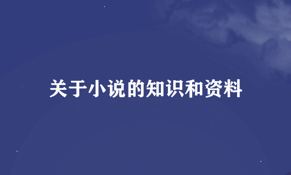 关于小说的知识和资料